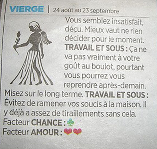 Exemple d'un horoscope du signe Vierge